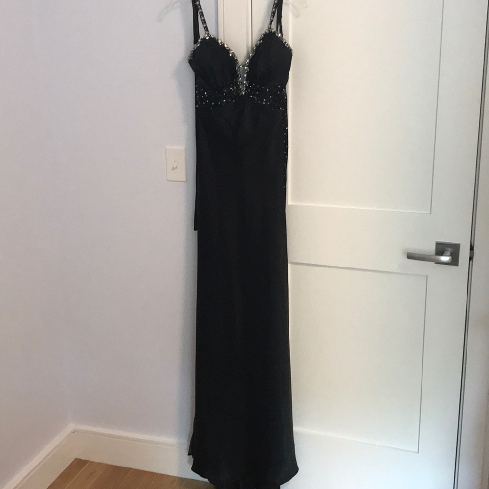 Black beaded formal gown